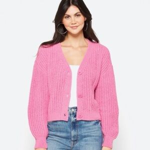 Pink Chenille Crop Cardigan